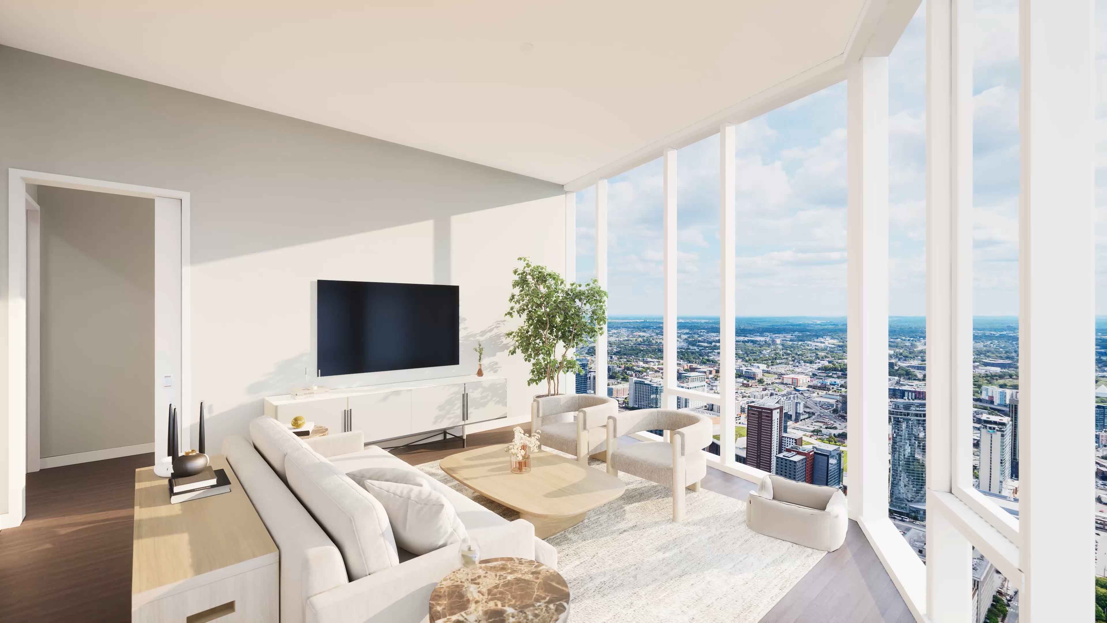 Signature living room with city views